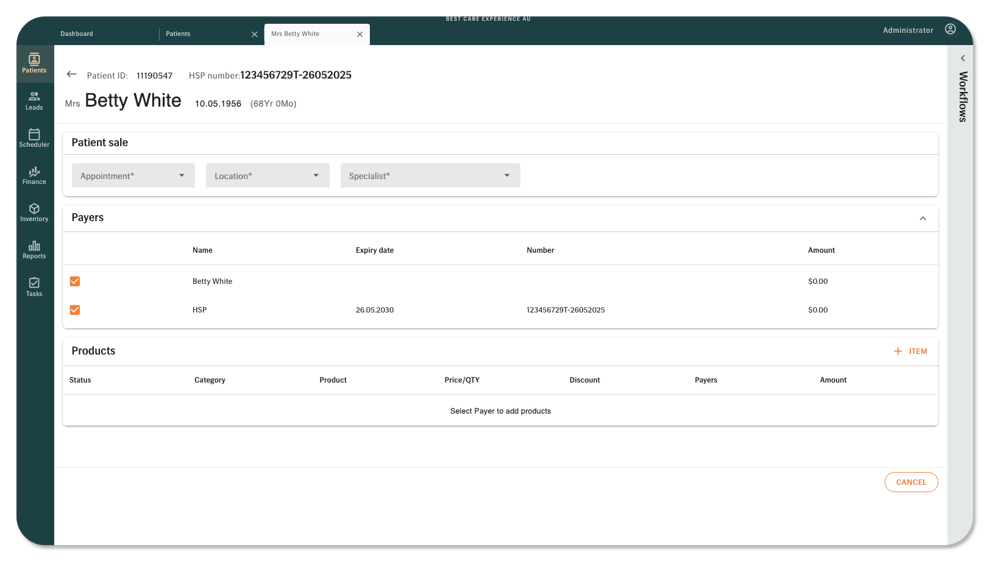 Manage Screen Billing HSP Australia