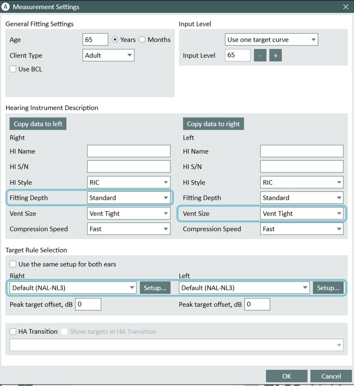 NAL Measurement Setting